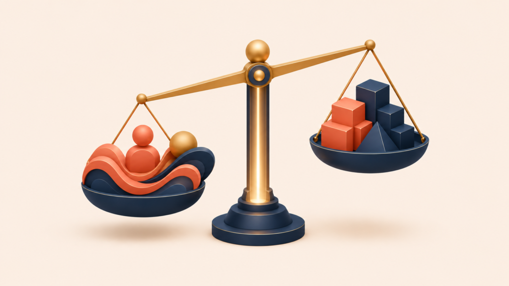 Balanced scale representing desire overcoming onboarding friction