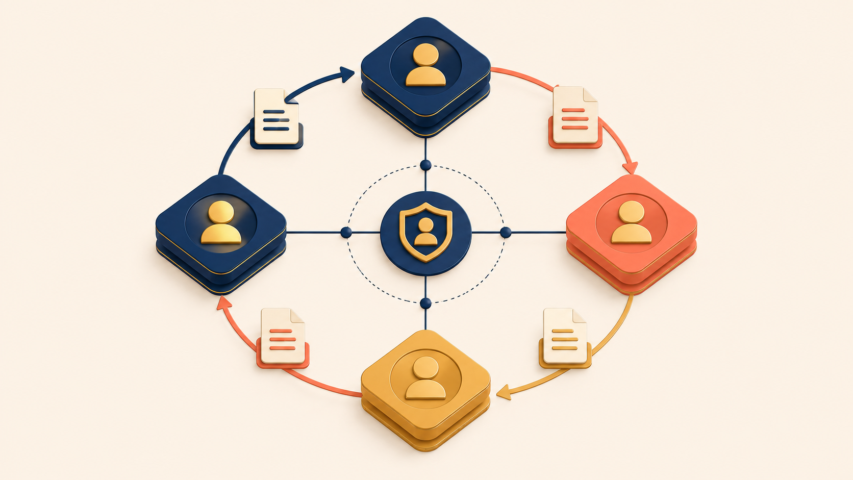 Connected workflow diagram showing trust in cross functional team collaboration