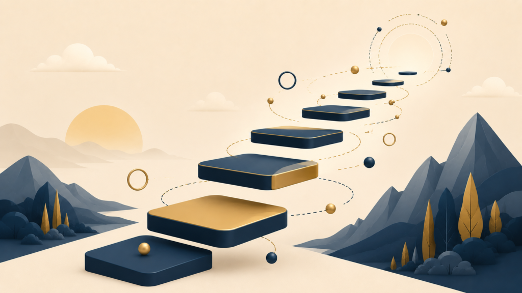Expanding abstract pathway representing ambitious aspirational OKRs