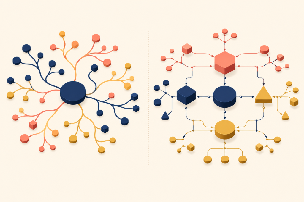 Comparison between branching mind map and structured concept map
