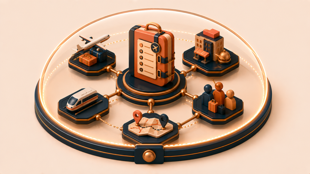 Travel itinerary aggregate coordinating trip segments and traveler details