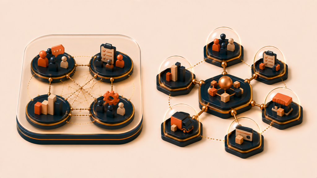 Conceptual comparison between organizational modules and consistency boundaries