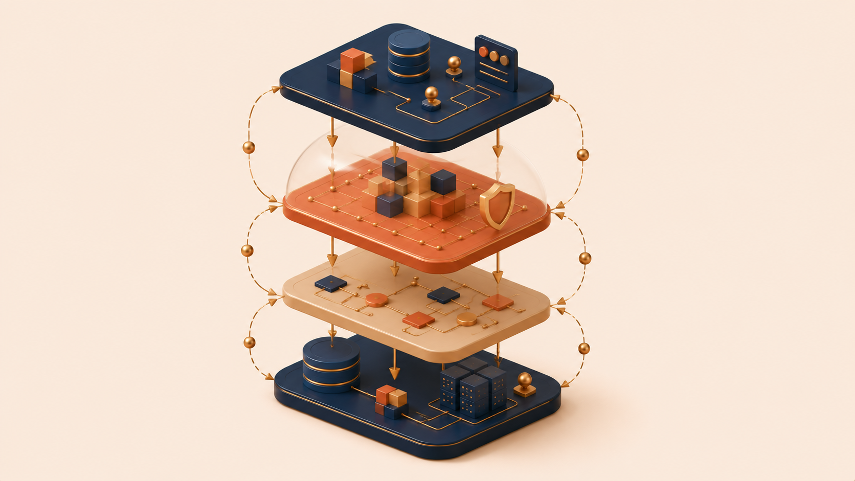 Four architectural layers separating user interaction business rules and infrastructure
