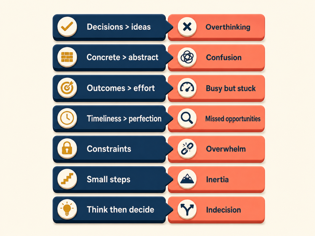 Seven decision-driven productivity principles with prevented problems