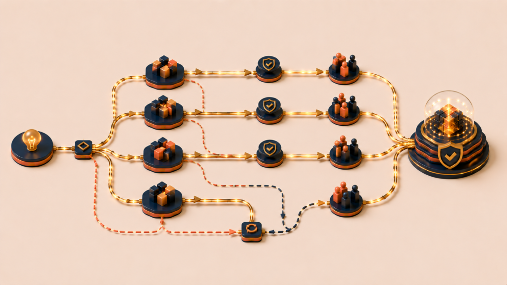 Flexible product planning structure supporting staged rollout and rollback paths