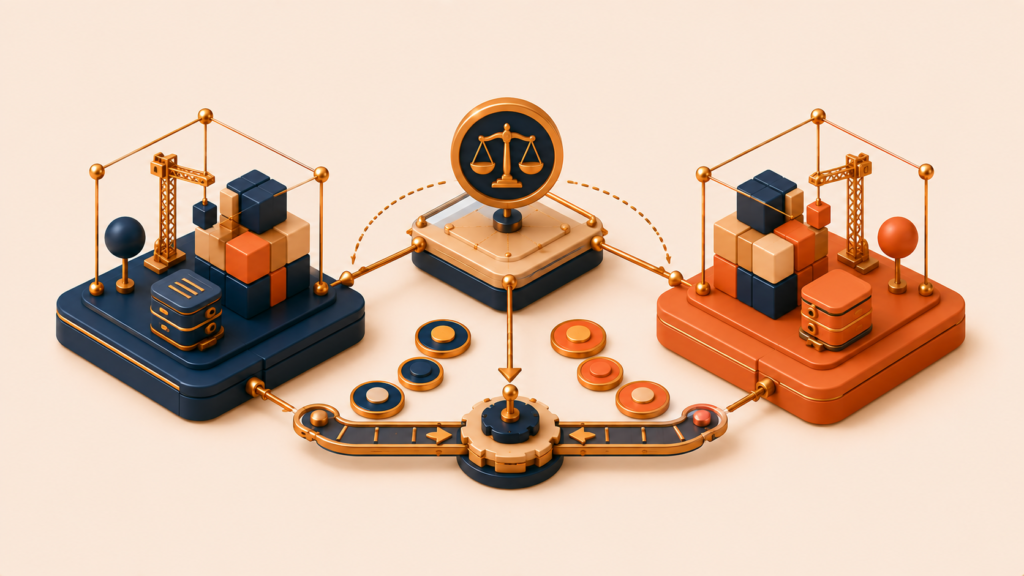 Domain service coordinating a credit transfer between two projects