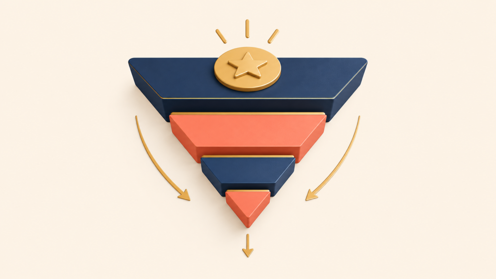 Inverted information pyramid showing conclusion-first executive communication