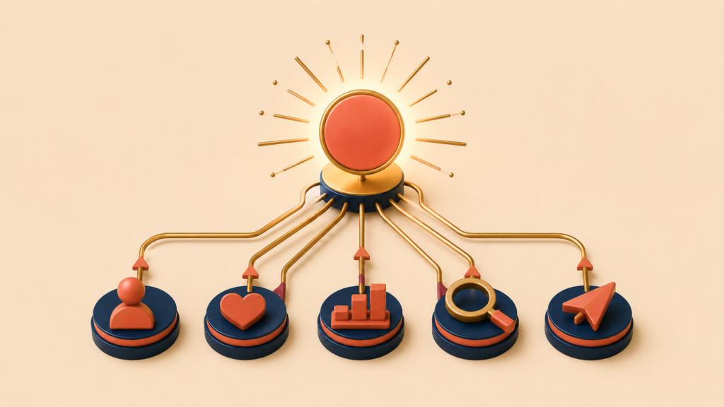 Central guiding metric connected to multiple upstream product behaviors