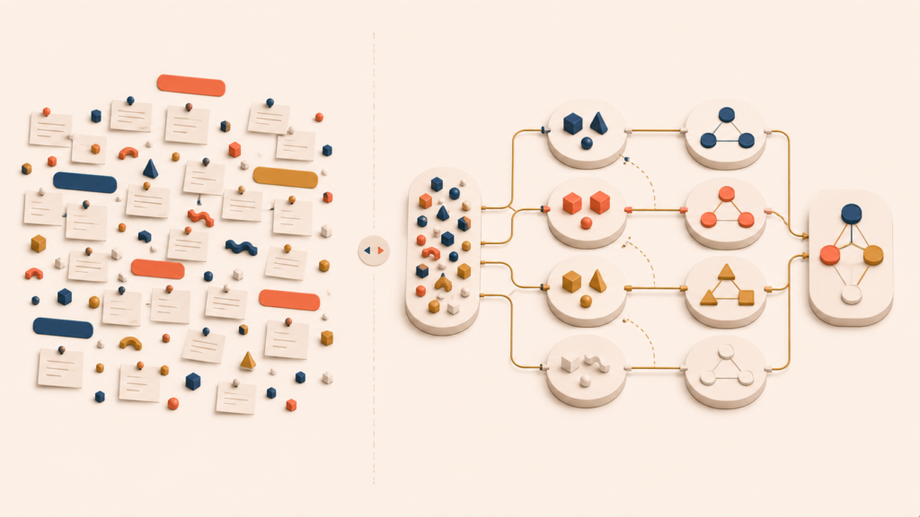 Contrast between decorative affinity boards and meaningful synthesis structures