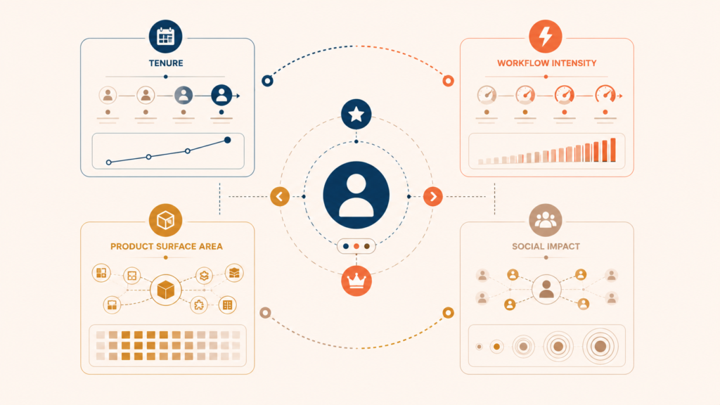 Four-dimensional framework defining behavioral depth of power users