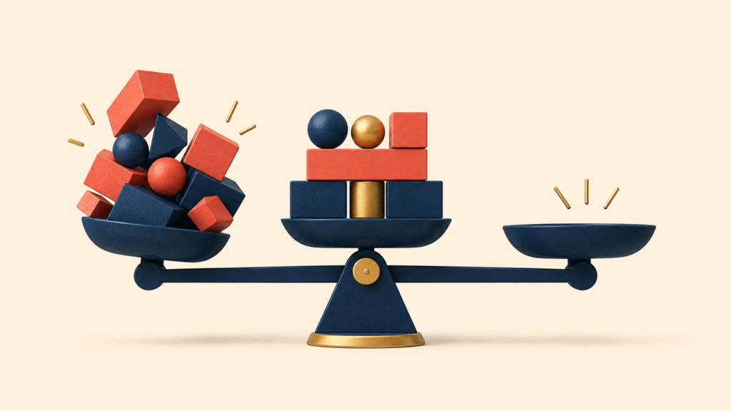 Balanced capacity scale illustrating sustainable OKR resource allocation