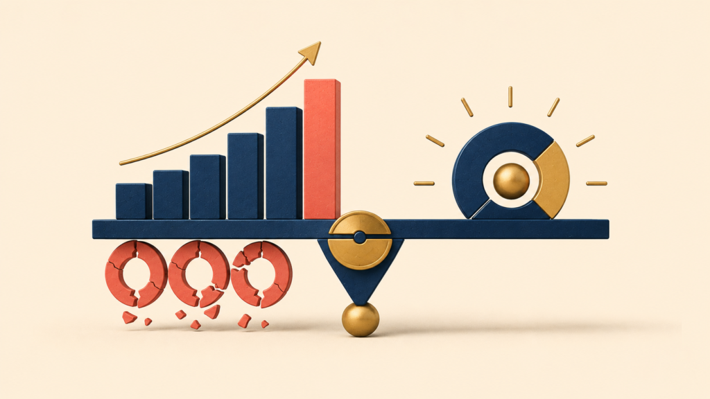Quantity and quality metrics balanced within an OKR system