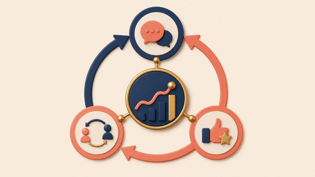 Circular coaching loop representing conversations feedback and recognition in CFR