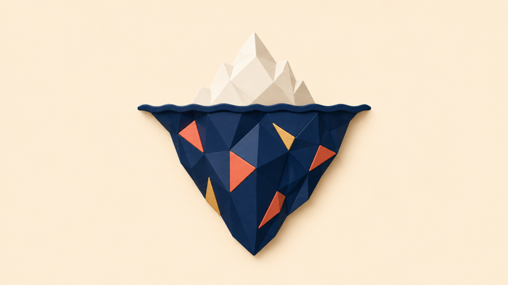 Iceberg metaphor for hidden product assumptions