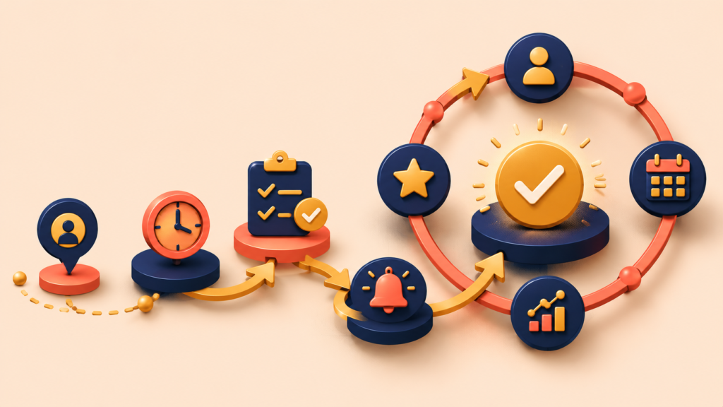 Habit tracking loop showing repeated user return behavior over time