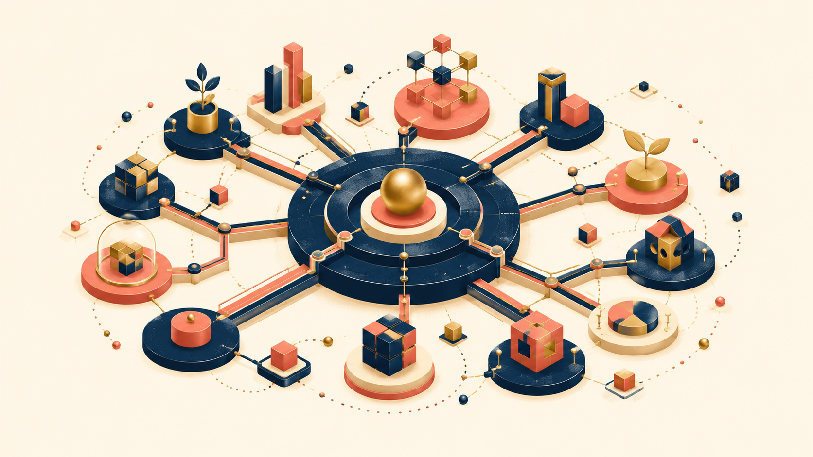 Interconnected growth system maintaining momentum through continuous improvement