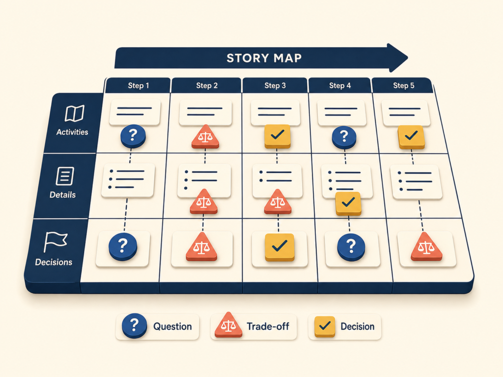 Story map used as a shared decision space