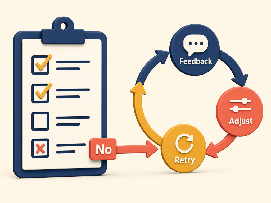 No answer on checklist turning into feedback loop