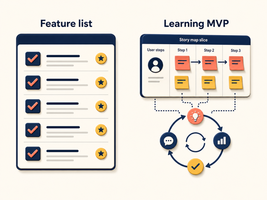 Feature-list MVP compared with a learning MVP