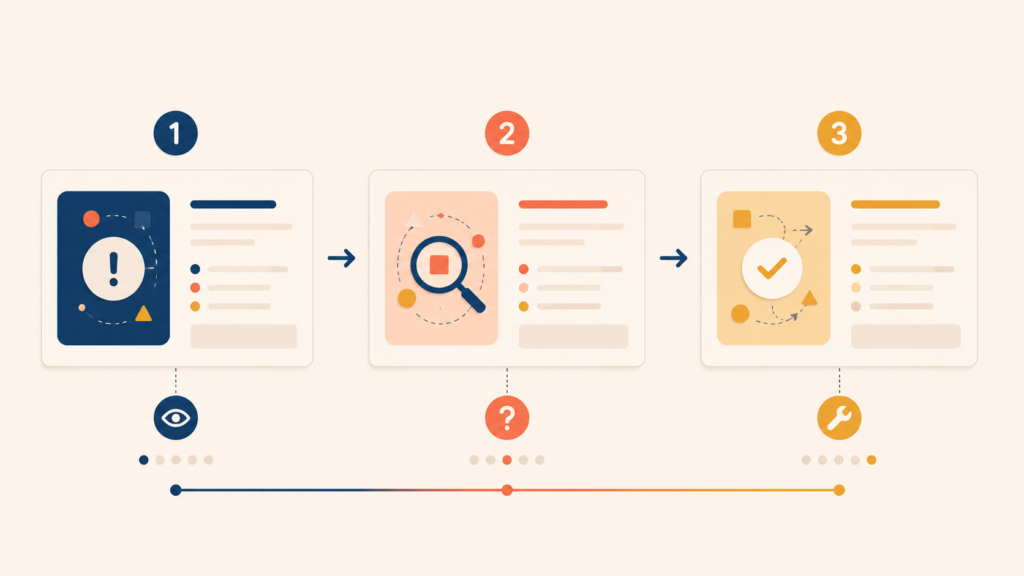 Three-part structure explaining what happened, why, and next steps