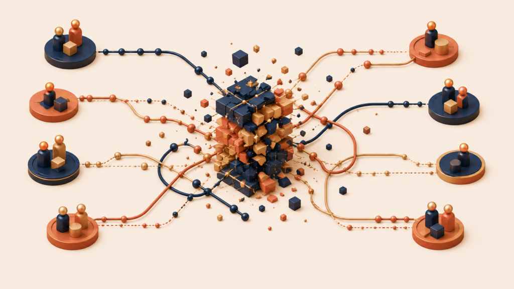 Disconnected communication paths creating software complexity through domain ambiguity